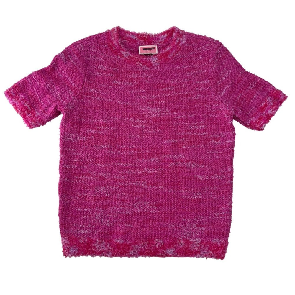 Kate Spade New York Pink Tweed Knit Short Sleeve Sweater XXS NEW